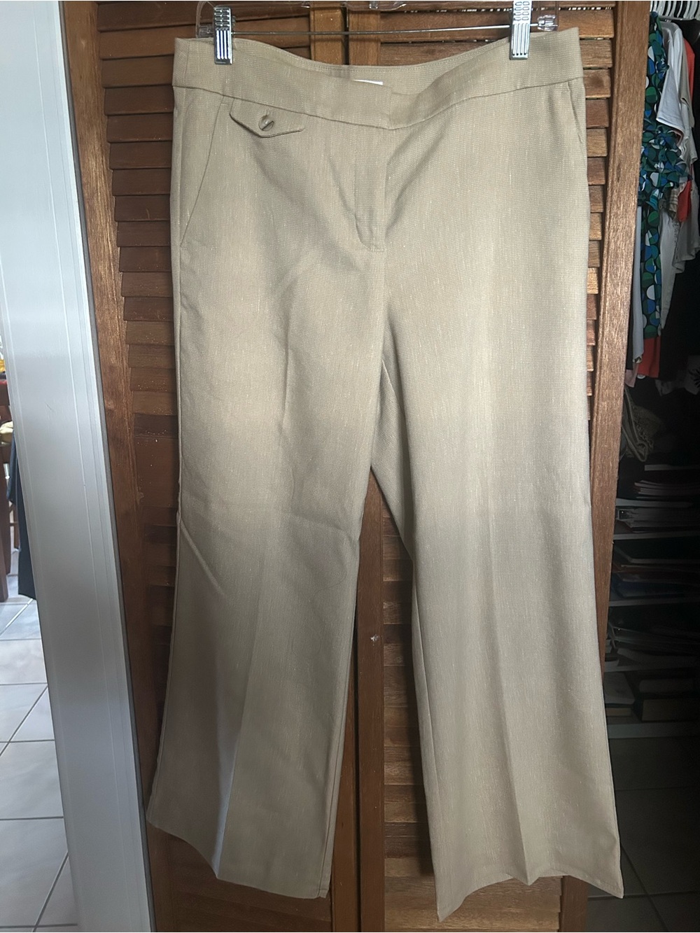 Women's Linen Beige Wide-Leg Dress Pants Sz 8P
